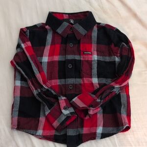 Volcom plaid shirt, boys 2T, red and black